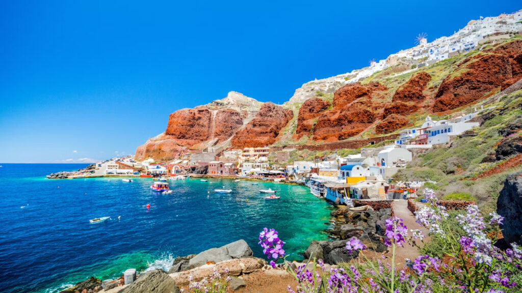 View of a bay within Santorini